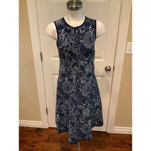 Michael Kors Blue Geometric Reptile Patterned A-Line Dress, Size s